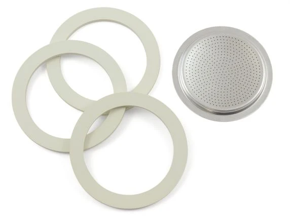 Bialetti 3 Dichtungen + 1 Filter für 12 Tassen Aluminiumkocher