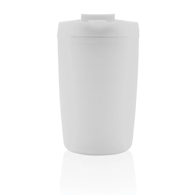GRS recycelter PP-Becher mit Flip-Deckel