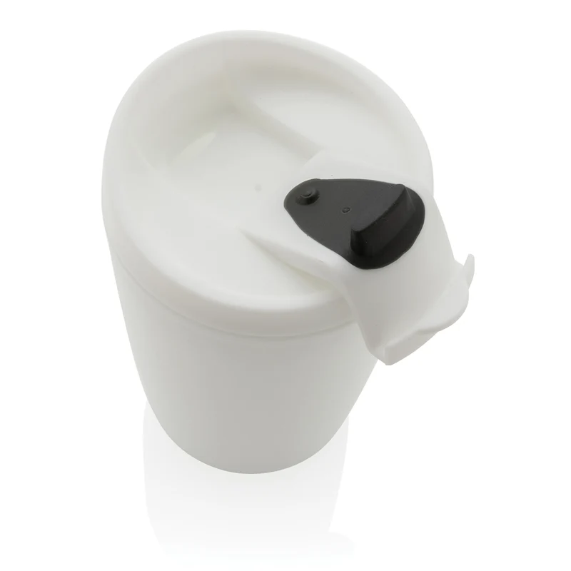 GRS recycelter PP-Becher mit Flip-Deckel