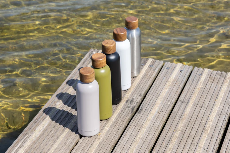 Wood Vakuumflasche aus RCS recyceltem Stainless-Steel