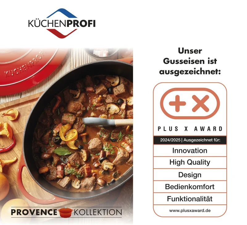 Bauernpfanne mit Glasdeckel 28cm classic red Provence