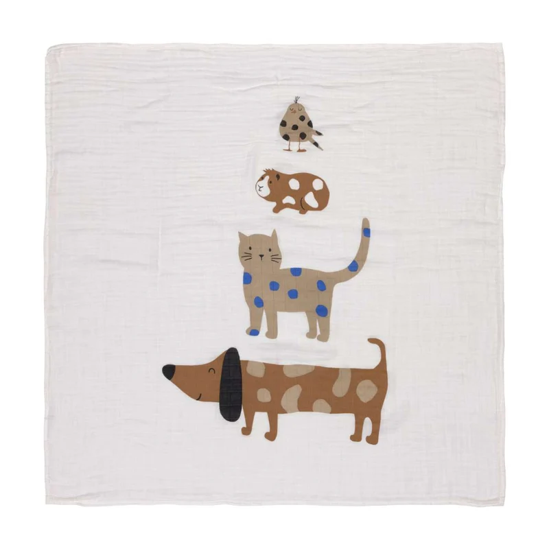 Musselin-Pucktuch L (3 Stück), Little Mateys Königsblau 80x80 cm
