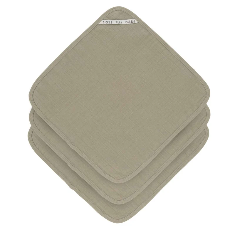 Musselin-Waschlappen (3 Stück), (verschiedene Farben)