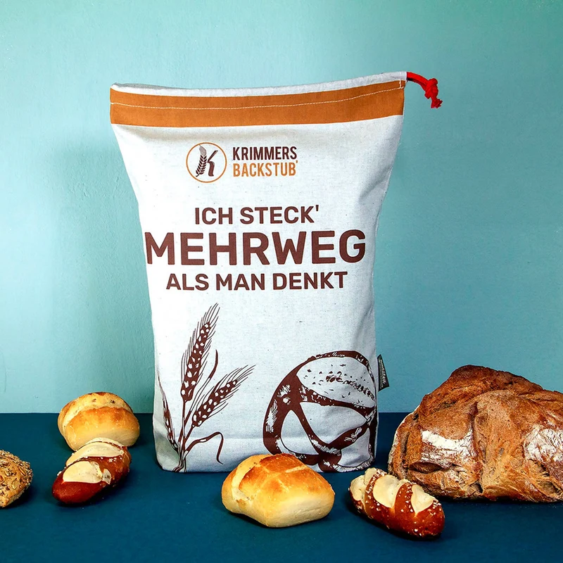 Handgenähter Brotbeutel aus Baumwolle und Recycling-Jeans