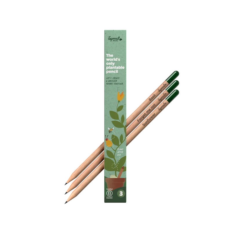 Sprout 3er Bleistift mit Samen in Papierbox