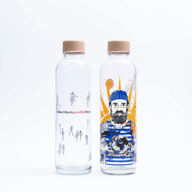 Glasflasche 1L mit Logo