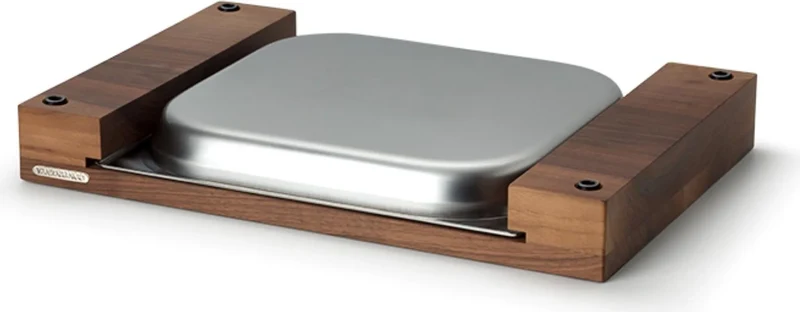 Schneidebrett Walnuss 48 x 32,5 x 6 cm mit Edelstahl-Schublade