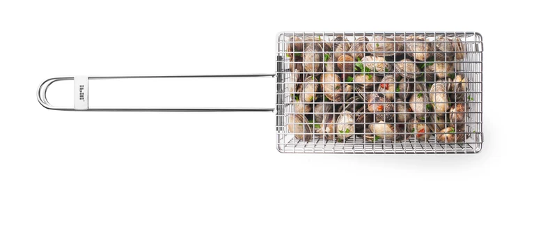 Grillkorb Edelstahl 13X49X8cm für Muscheln/Gemüse