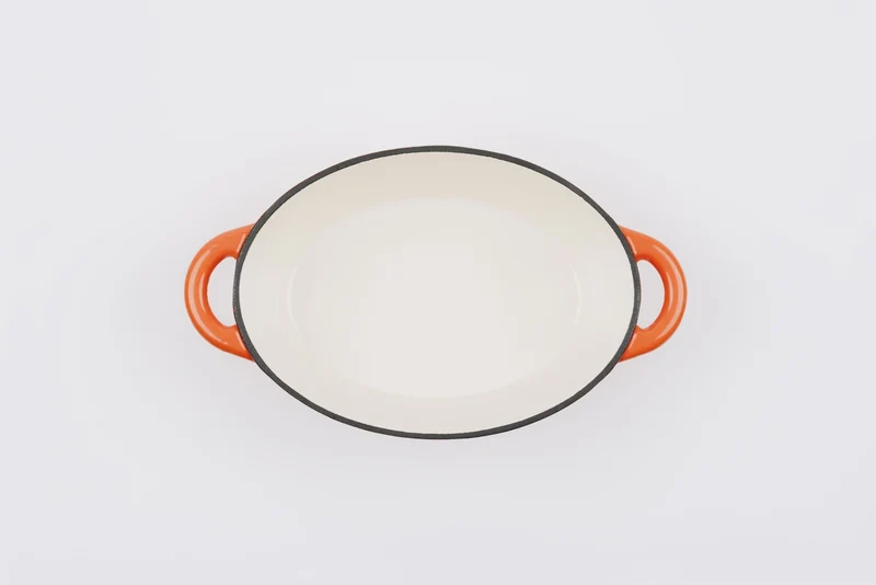 Bräter Gusseisen oval 29 x 21 cm 3,85 L in ofenrot