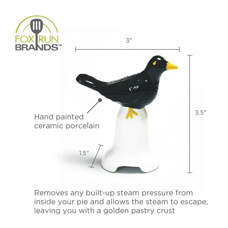 Pie Bird Amsel Kuchenlüfter, Pastetenlüfter Keramik Schwarz/Weiß